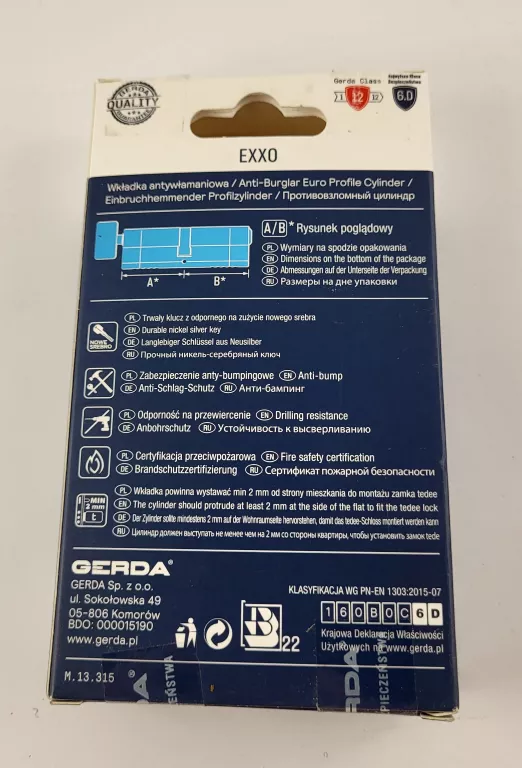 WKŁADKA DO ZAMKA GERDA 30/45