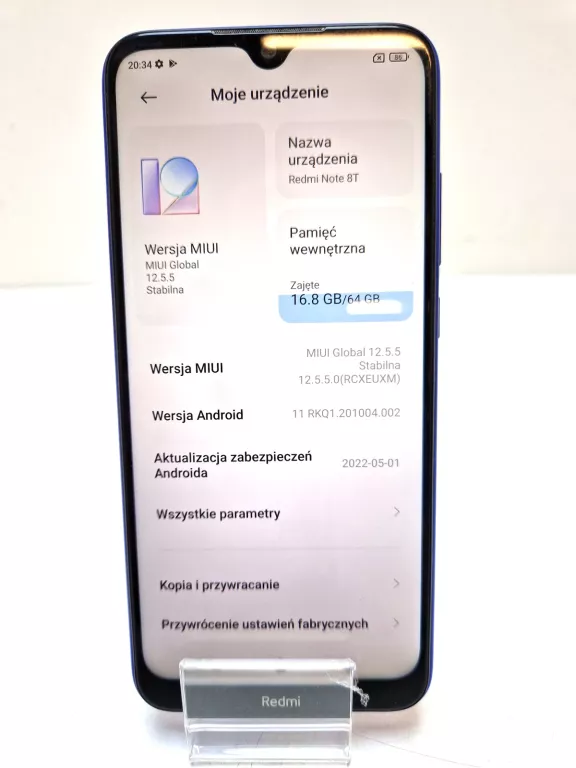 SMARTFON XIAOMI REDMI NOTE 8T 4 GB / 64 GB 4G (LTE) NIEBIESKI