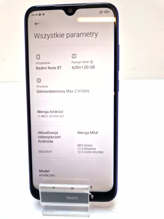 SMARTFON XIAOMI REDMI NOTE 8T 4 GB / 64 GB 4G (LTE) NIEBIESKI