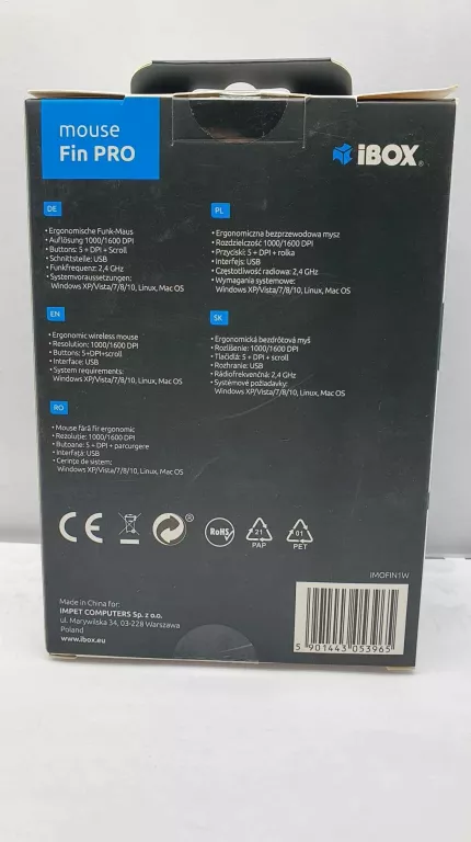 MYSZKA BEZPRZEWODOWA IBOX MOUSE FIN PRO #IGŁA