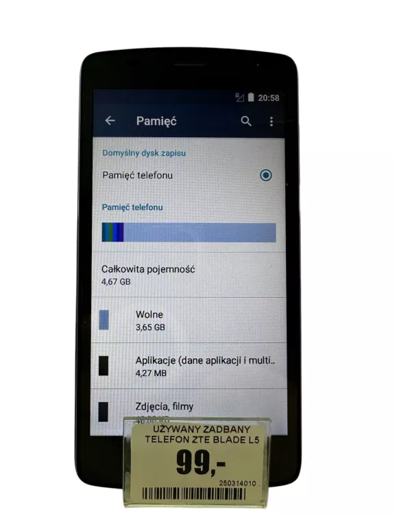 UŻYWANY ZADBANY TELEFON ZTE BLADE L5 DUAL SIM/SIMLOCK PLUS