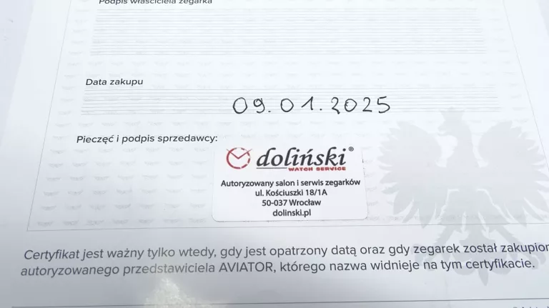 ZEGAREK AVIATOR POLSKA EDYCJA LIMITOWANY ZŁOTY V.4.40.2.353.4 PL HERITAGE