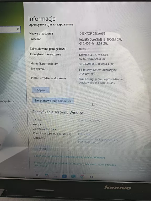 LAPTOP LENOVO G710 I3-4000M GT820M 512/8GB WIN 10