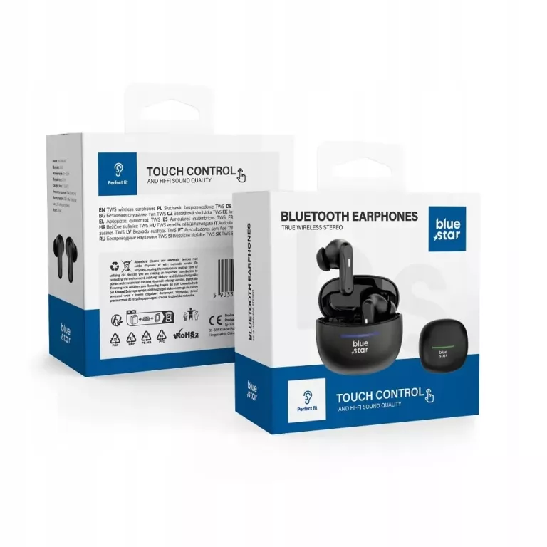 BLUE STAR SŁUCHAWKI BEZPRZEWODOWE BLUETOOTH TWS BK44 CZARNE