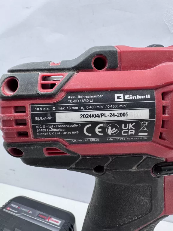 EINHELL TE-CD 18/40 LI-I  2XAKU  ŁADOWARKA WIERTARKO-WKRĘTARKA