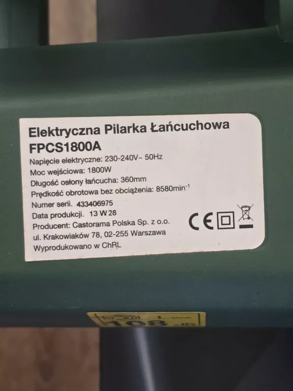 ELEKTRYCZNA PILARKA ŁAŃCUCHOWA FPCS1800  A