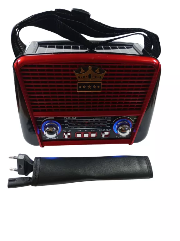 RADIO SOLARNE CZERWONE PRZENOŚNE SOLARNE SIECIOWE BATERYJNE STYLOWE RETRO