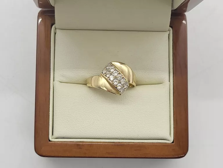 PIĘKNY ZŁOTY PIERŚCIONEK Z KAMIENIAMI 2.59G/585/R14