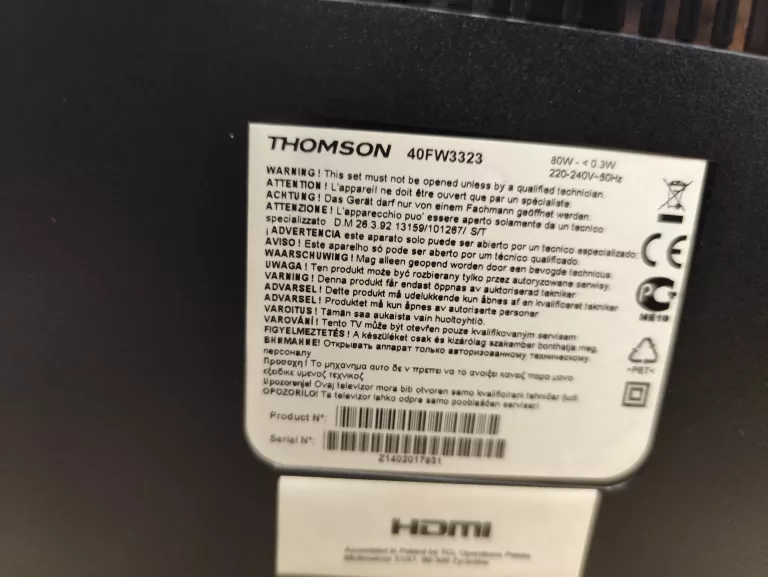 TELEWIZOR THOMSON 40FW3323 +PILOT
