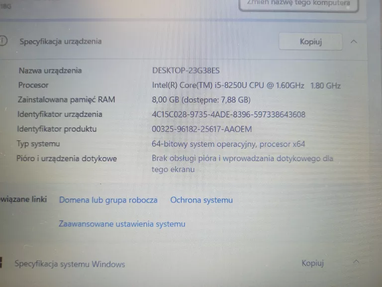 LAPTOP LENOVO 23G38ES 8/500GB I5-8TH GEFORCE MX150