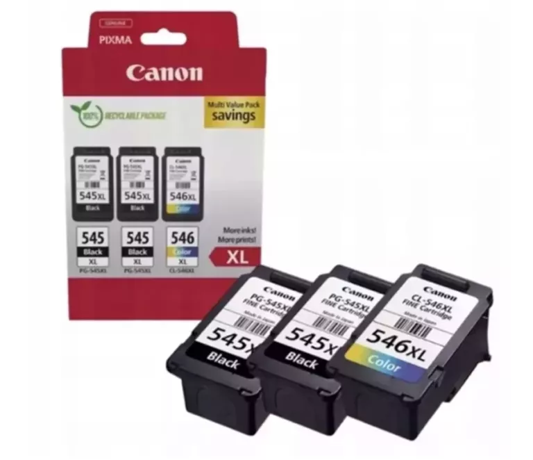 ZESTAW TUSZÓW CANON PG-545XL / CL-546XL CZARNY 2X 15 ML, KOLOROWY 13 ML