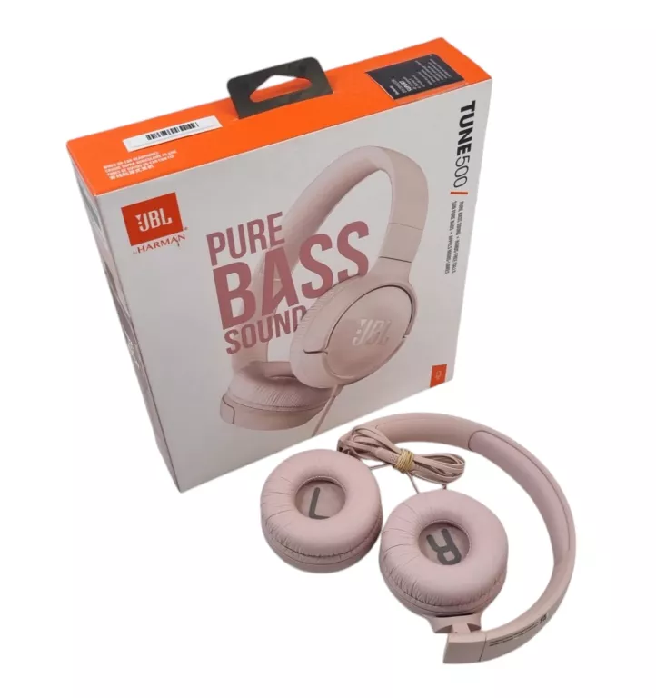 SŁUCHAWKI PRZEWODOWE JBL TUNE 500 RÓŻOWE