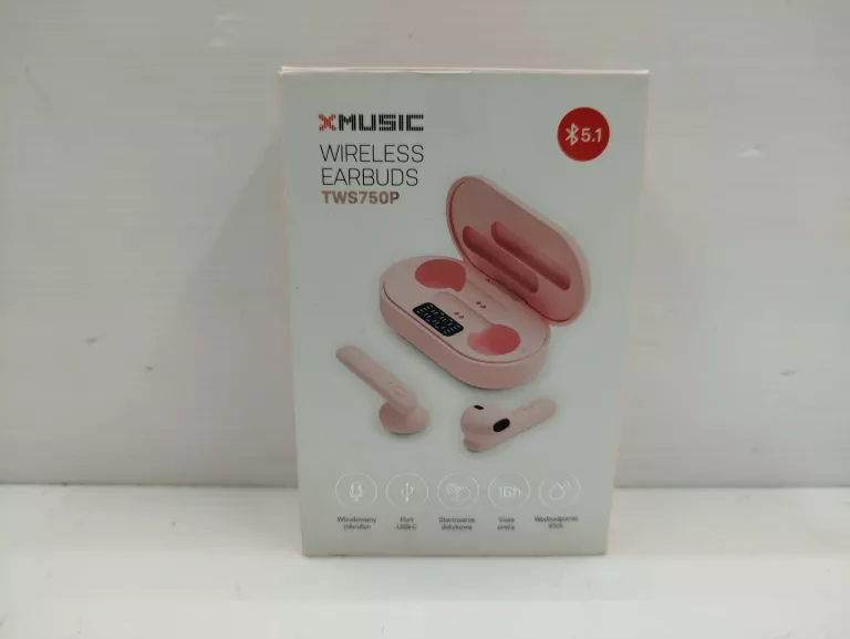 SŁUCHAWKI XMUSIC TWS750P RÓŻOWE PUDEŁKO