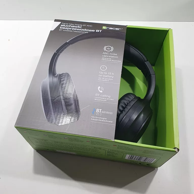 SŁUCHAWKI BEZPRZEWODOWE TRACER MAX MOBILE BLUETOOTH ANC NAUSZNE CZARNE
