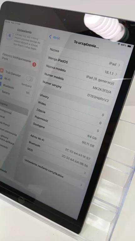 TABLET IPAD APPLE 9 GEN 64 GB/ PUDEŁKO/ ETUI