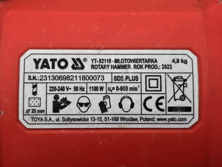 MŁOT UDAROWO-OBROTOWY YATO YT 82118 1100W SDS+