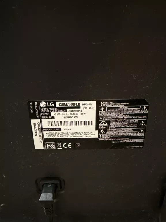TELEWIZOR LG 43UM7600PLB + PILOT