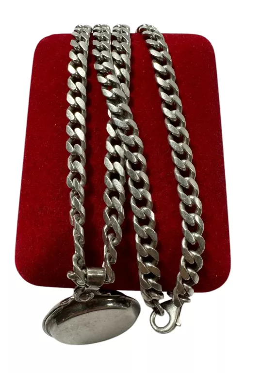 SREBRNY ŁAŃCUSZEK Z ZAWIESZKĄ PRÓBY 925 / DŁ. 52 CM / 47,23G!