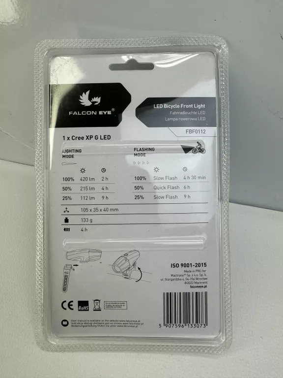 LAMPA ROWEROWA PRZEDNIA FALCON EYE FBF0112, 420 LM