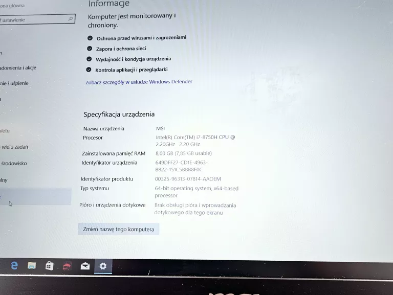 LAPTOP MSI MSI GL63 8RC I5-8300H / 8 GB / 1 TB HDD