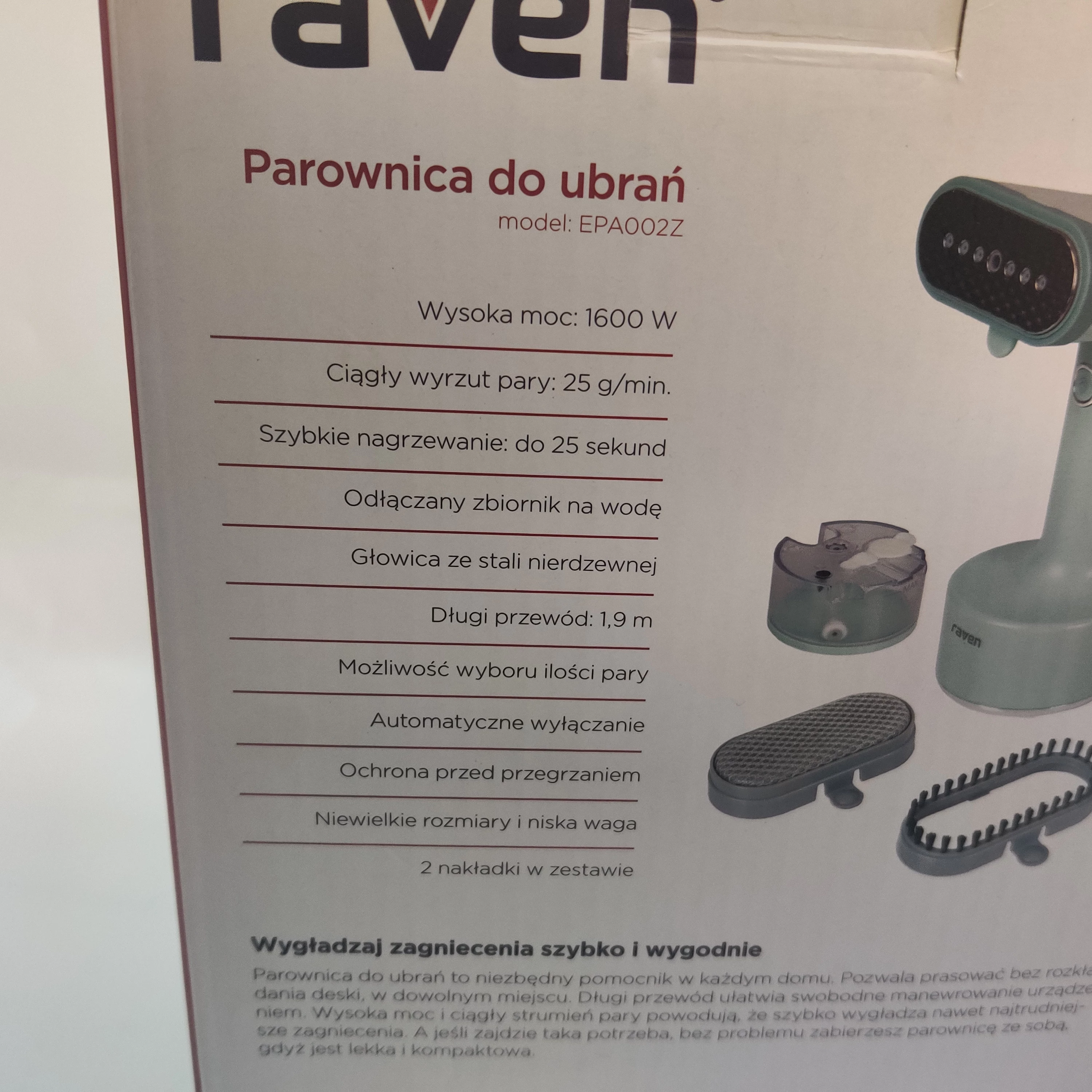 parownica-steamer-do-ubran-raven-epa002z-1600-w-ean-gtin-5902837835099