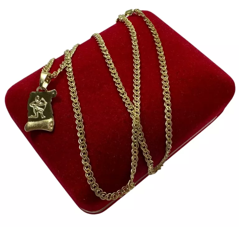 ZŁOTY ŁAŃCUSZEK Z ZAWIESZKĄ PRÓBY 585 / DŁ. 45 CM / 2,78G!