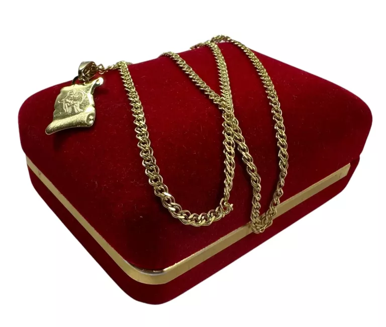 ZŁOTY ŁAŃCUSZEK Z ZAWIESZKĄ PRÓBY 585 / DŁ. 45 CM / 2,78G!