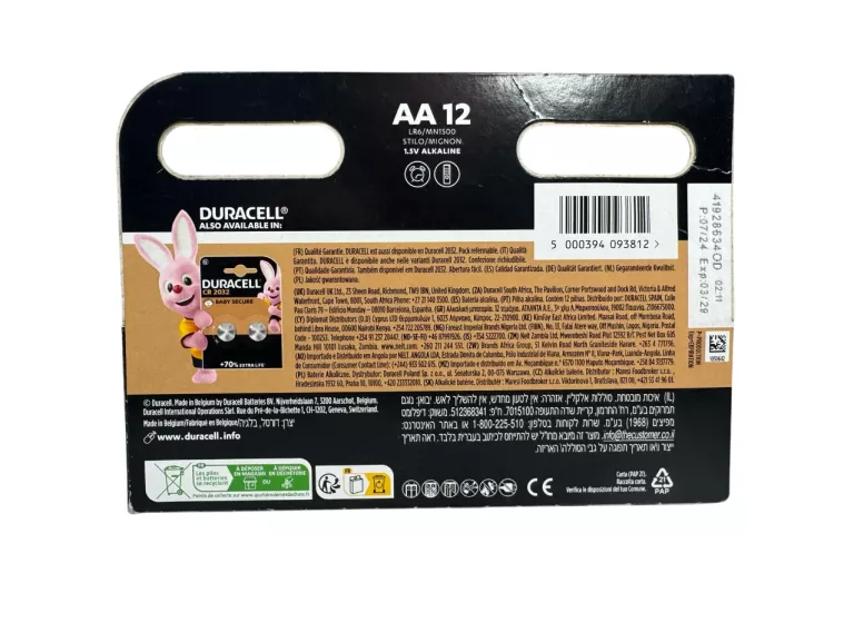 BATERIE ALKALICZNE DURACELL AA LR6 / 12SZT.