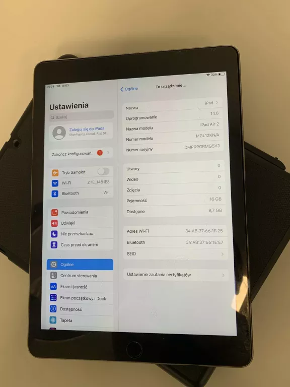 TABLET APPLE IPAD AIR 2 + PRZENOŚNA KLAWIATURA