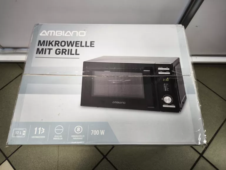 MIKROFALÓWKA KUCHENKA AMBIANO 700W 17L ROZMRAŻANIE KOMPLET