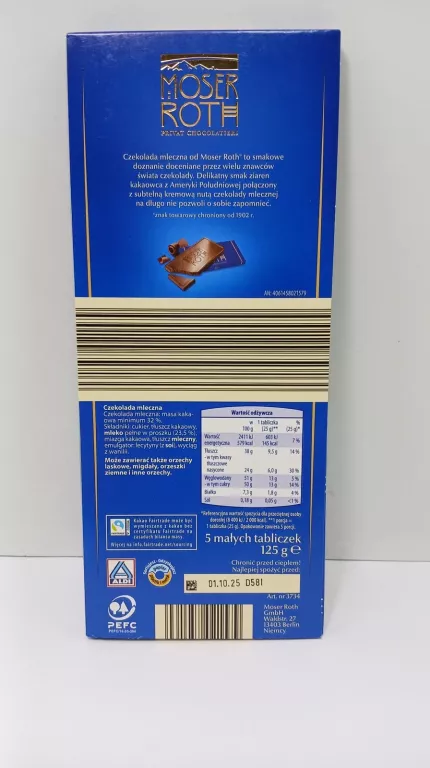 MOSER ROTH 125G MLECZNA DELIKATNA MLECZNA CZEKOLADA
