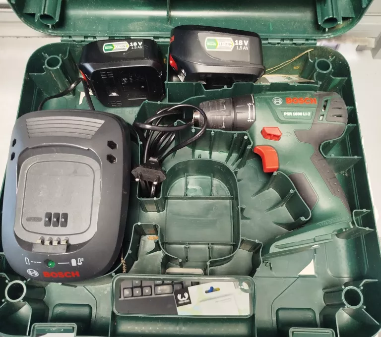 BOSCH PSR 1800 LI-2 ZESTAW 2X AKU+ŁĄDOWARKA
