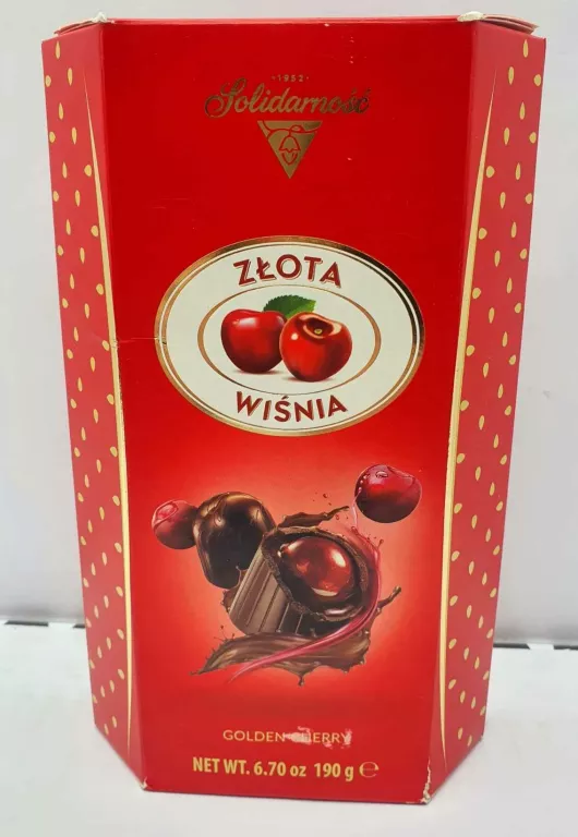BOMBONIERKA ZŁOTA WIŚNIA SOLIDARNOŚĆ 190 G