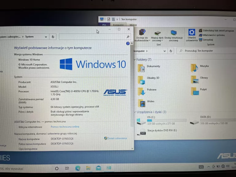 LAPTOP ASUS X555LJ 4/380 INTEL I3