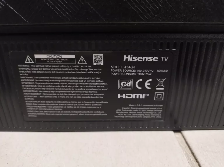 TELEWIZOR HISENSE 43A6N 43 CALE KOMPLET