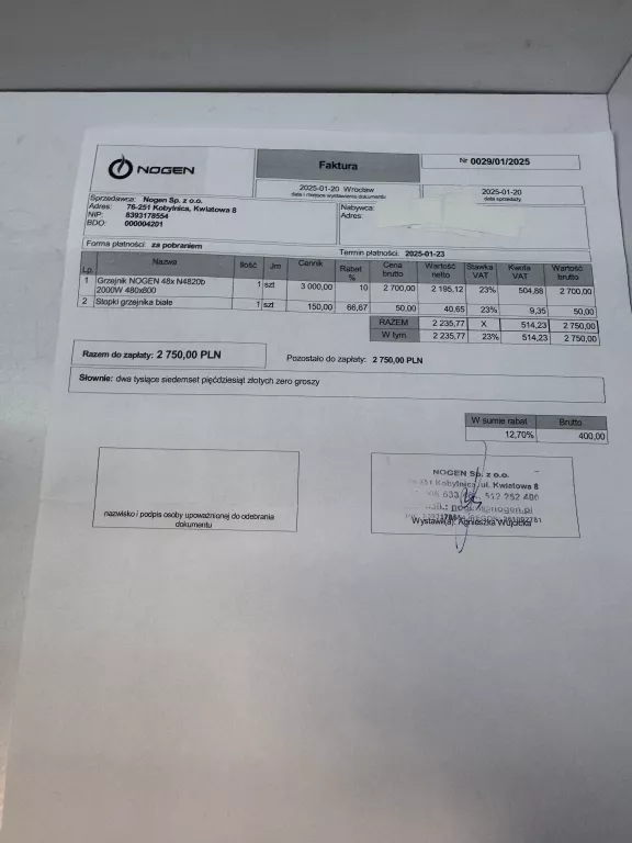 GRZEJNIK NOGEN 48X N4820B,ZESTAW,GWARANCJA,