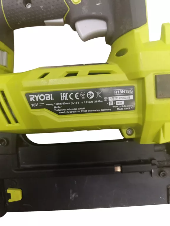 RYOBI GWOŹDZIARKA R16GN18-120S + BATERIA + ŁAD (ANGIELSKA WTYCZKA)