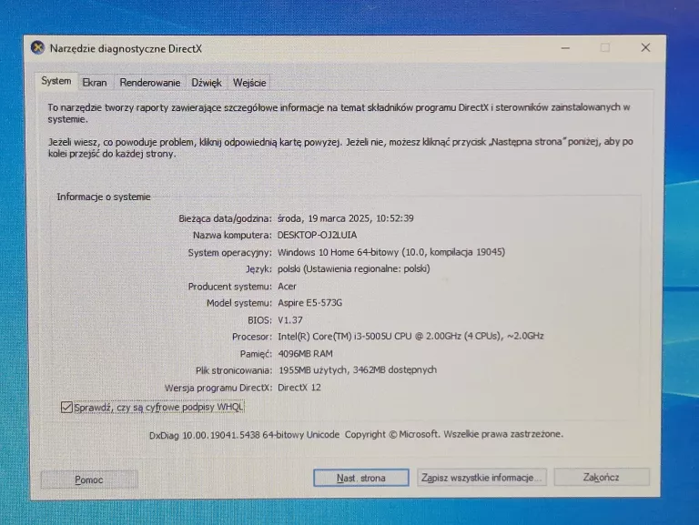 LAPTOP ACER ASPIRE E5-573G-35GX I3 2,0 GHZ 4/1000 GB DVD