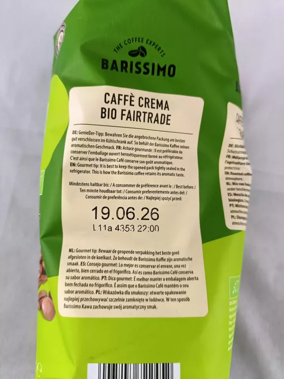 KAWA BARISSIMO CAFFE CREMA BIO FAIRTRADE 1KG