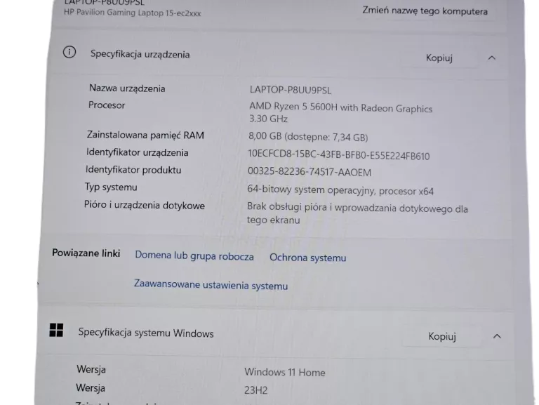 LAPTOP HP PAVILION GAMING 15-EC2049NW