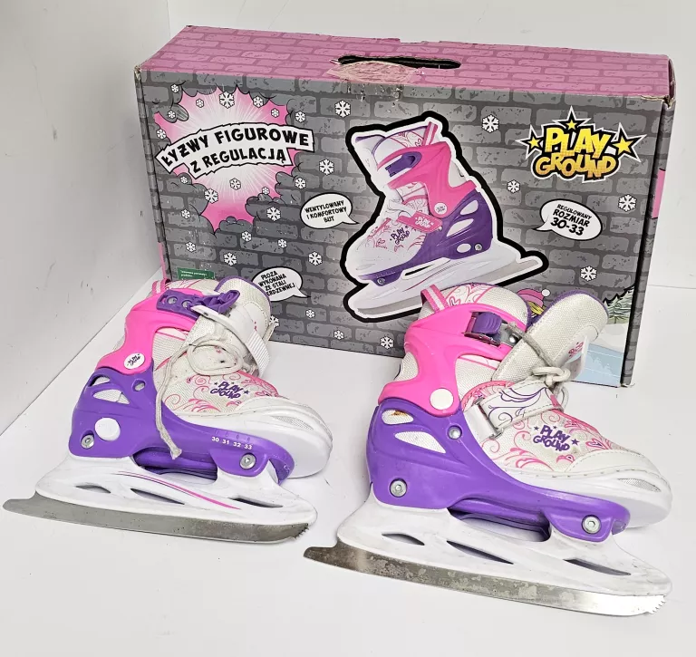 PLAYGROUND DZIECIĘCE ŁYŻWY FIGUROWE Z REGULACJĄ ROZMIARU 30-33