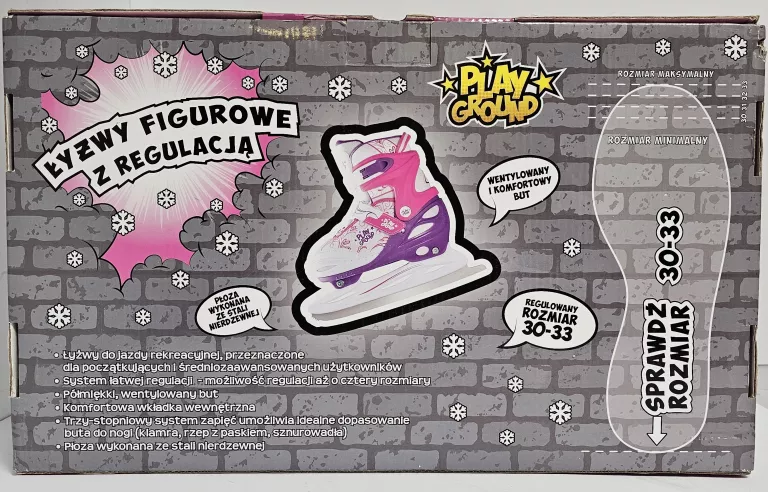 PLAYGROUND DZIECIĘCE ŁYŻWY FIGUROWE Z REGULACJĄ ROZMIARU 30-33