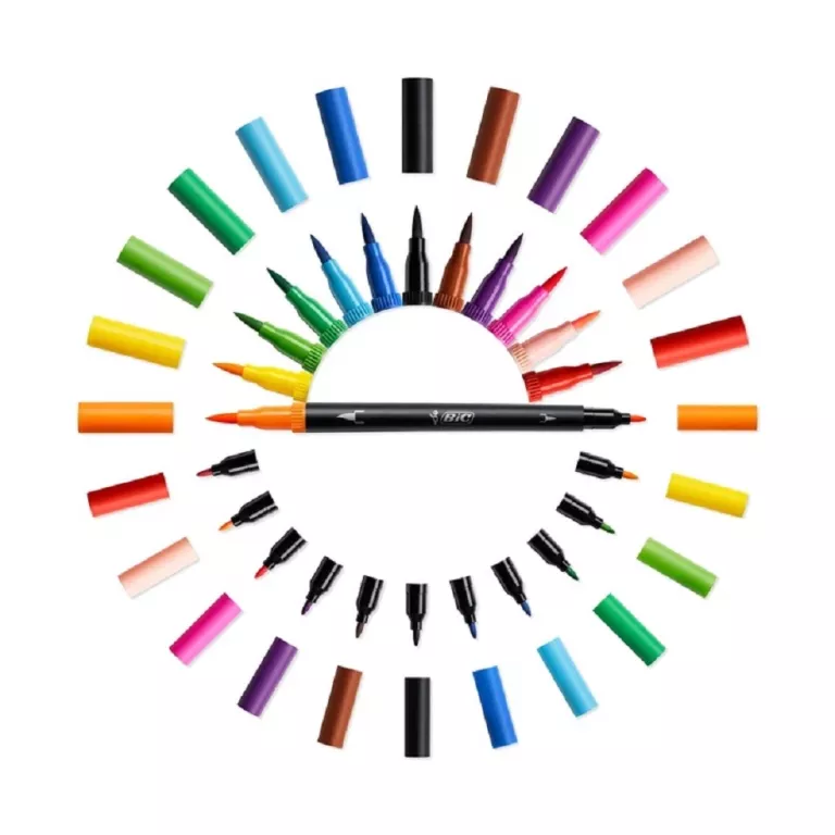 PISAKI DWUSTRONNE PĘDZELKOWE 12 SZTUK MIX KOLORÓW BIC INTENSITY DUAL TIP