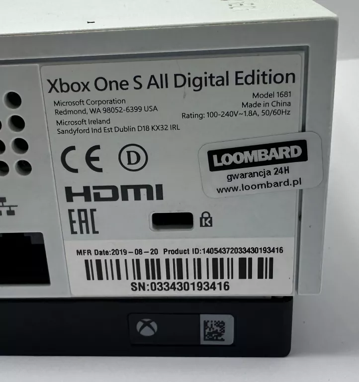 KONSOLA XBOX ONE S 500GB (2 PADY, OKABLOWANIE)