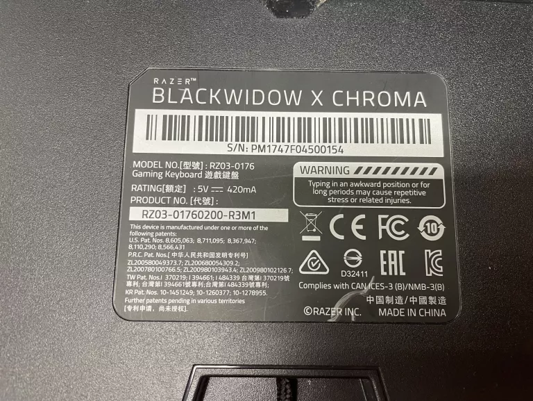 KLAWIATURA RAZER BLACKWIDOW X CHROMA RZ03-0176