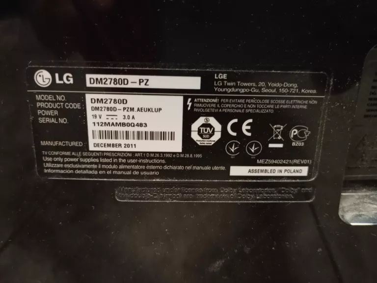 MONITOR / TELEWIZOR LG 27 CALI DM2780D