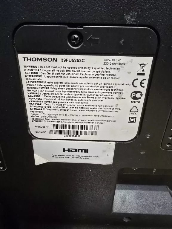 TELEWIZOR THOMSON 39FU5253 + PILOT