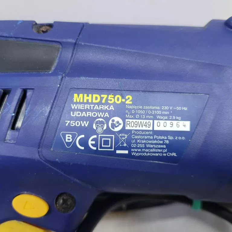 MŁOTOWIERTARKA MACALLISTER DHP750 WALIZKA