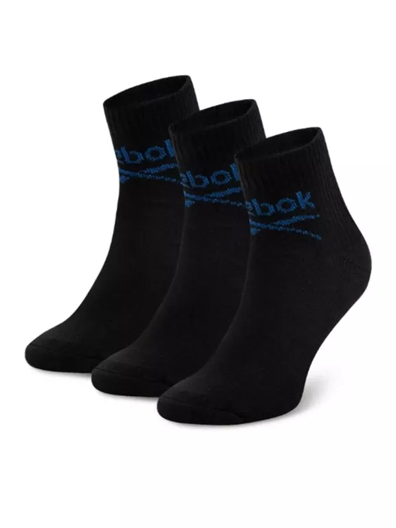 SKARPETKI REEBOK ANKLE 3 SZT. 43-45 CZARNE NIEBIESKIE LOGO