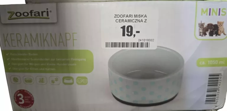ZOOFARI MISKA CERAMICZNA Z GUMOWYM SPODEM -1050 ML
